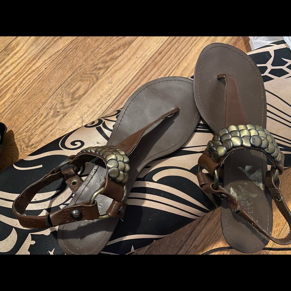 Cute Sandals With Gold Embellishment
